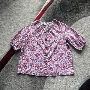 Ann Taylor Purple Floral Puff Sleeve Shirt